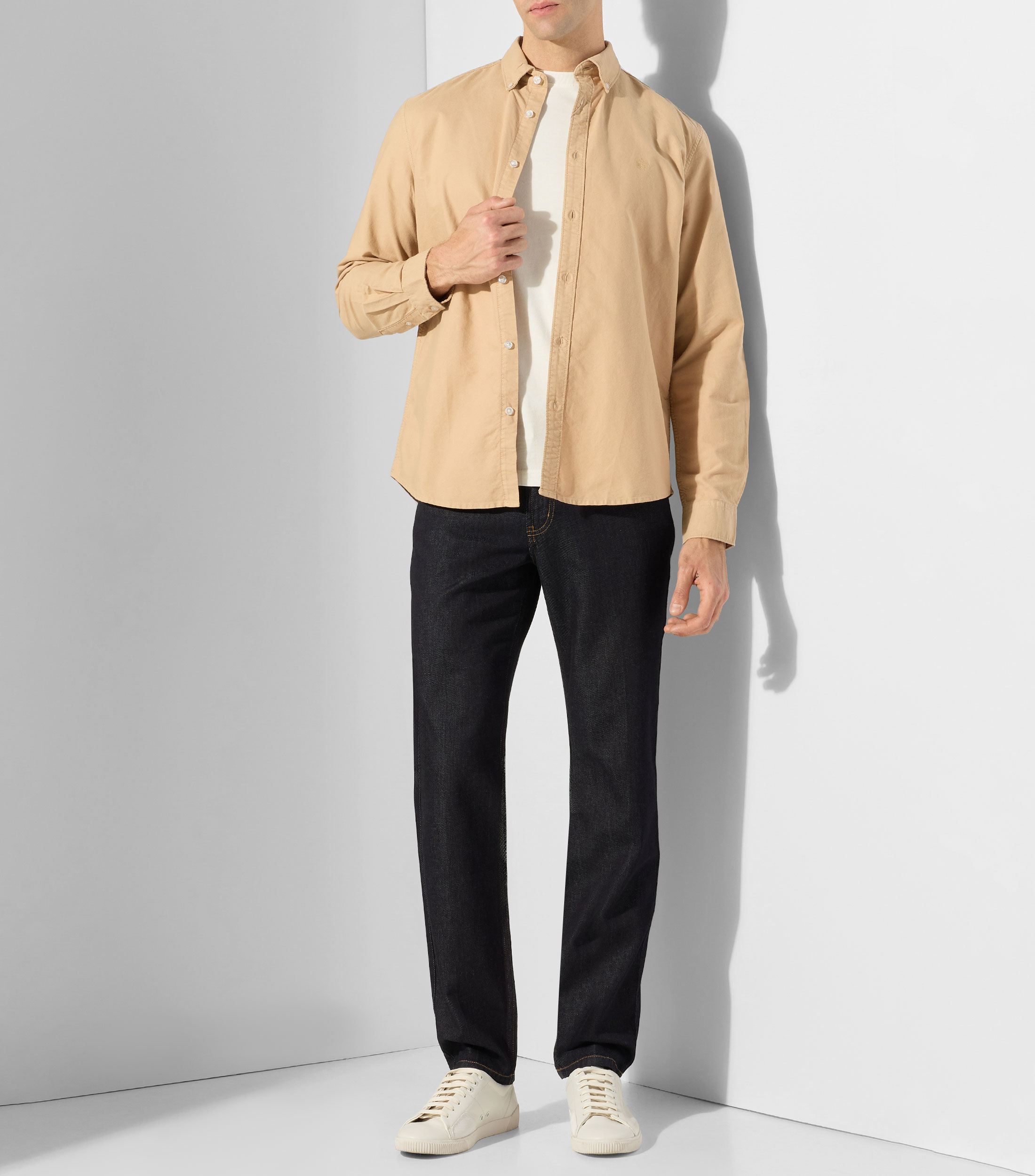 Camisa lisa con manga larga Hombre